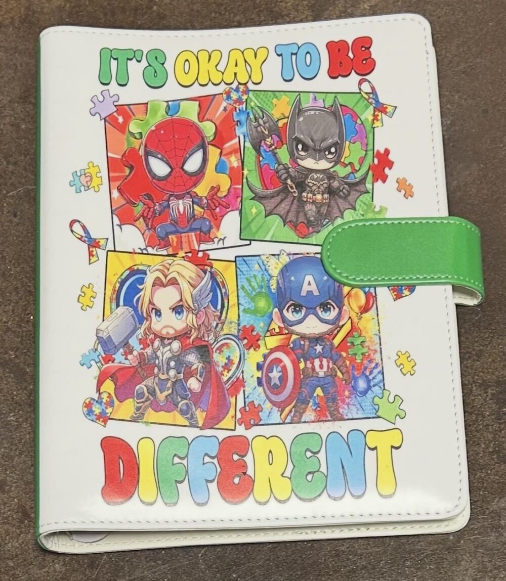 Autism Awareness Superhero size A5 Binder w/ stationery paper